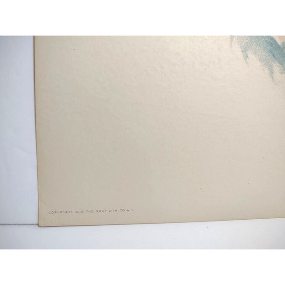 Victorian Art Print Women Fancy Flower Hat With Bouquet Lithograph 1908 Original - Picture 3 of 3